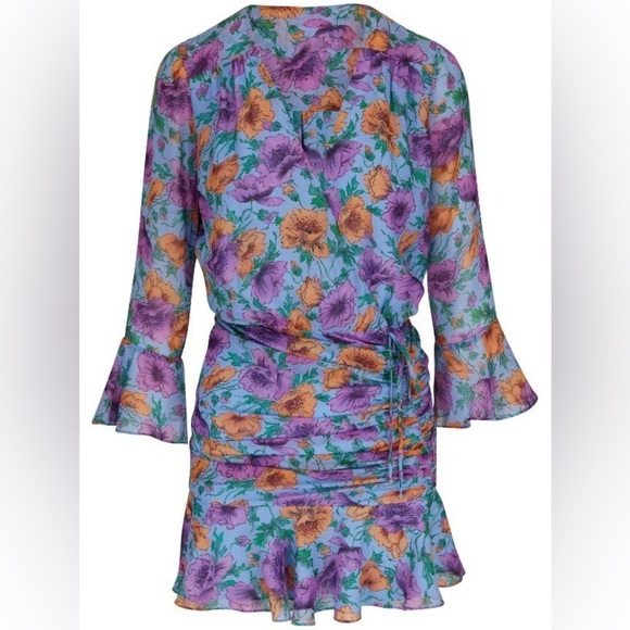 Veronica Beard Sean Floral Ruffle Silk Dress Size 4 - Picture 4 of 8